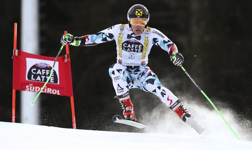 Austria&#039;s Marcel Hirscher competes during an alpine ski, men&#039;s World Cup giant slalom, in Alta Badia Italy, Sunday Dec. 18, 2016. (AP Photo/Alessandro Trovati)