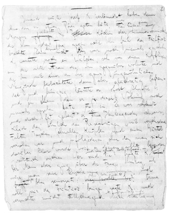 Anfang des Manuskripts von «Der Process»: Der stets zweifelnde Kafka wies seinen Freund und Nachlassverwalter Max Brod an, die noch nicht veröffentlichten Werke nach seinem Tode dem Feuer zu übergeben ...