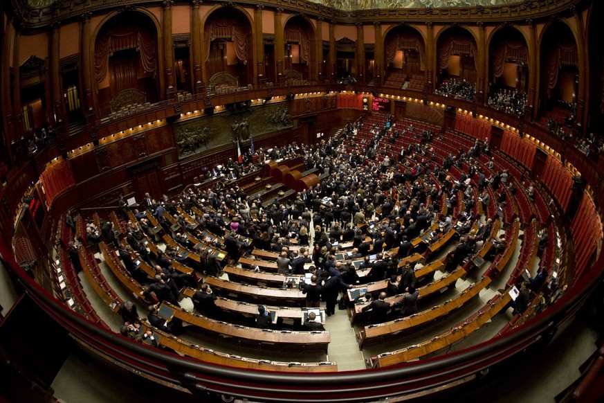 PICTURE TAKEN WITH A FISH EYE - Lawmakers gather a the lower chamber to elect the new Italian President in Rome, Thursday, Jan. 29, 2015. Lawmakers cast ballots Thursday for a new Italian president in ...