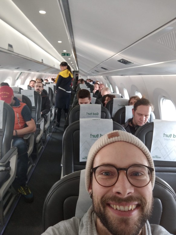 Der Charterflug mit allen Mitarbeitern von Tromso nach Bremen.