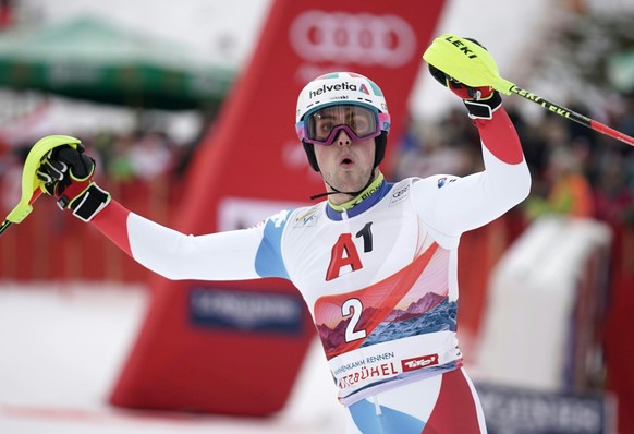 ABD0172_20200126 - KITZBÜHEL - ÖSTERREICH: Daniel Yule (SUI) am Sonntag, 26. Jänner 2020, nach dem 2. Durchgang im Slalom der Herren in Kitzbühel. - FOTO: APA/GEORG HOCHMUTH