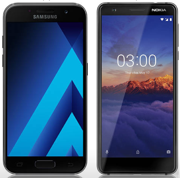 Das Galaxy A3 (2017) bekommt man für rund 100 Franken. Das neuere Nokia 3.1 für 150 Franken.