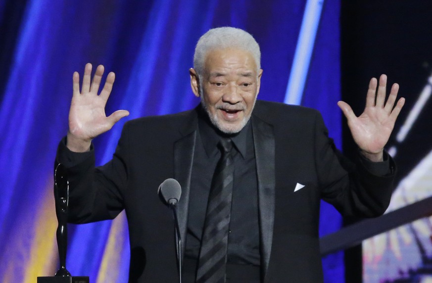 FILE - This April 18, 2015 file photo shows singer-songwriter Bill Withers speaking at the Rock and Roll Hall of Fame Induction Ceremony in Cleveland. Withers, who wrote and sang a string of soulful s ...