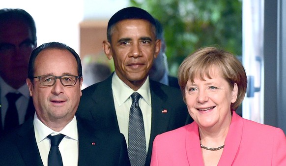 Hollande, Obama und Merkel am 8. Juni in Garmisch.