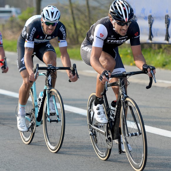 Cancellara vor Boonen: Die beiden «Oldies» wollen den Nachwuchs nochmals in die Schranken weisen.