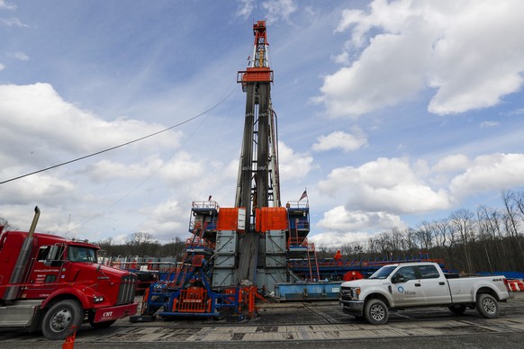 FILE�??In this file photo from March 12, 2020, work continues at a shale gas well drilling site in St. Mary&#039;s, Pa. Pennsylvania attorney general Josh Shapiro is scheduled to release results on Th ...