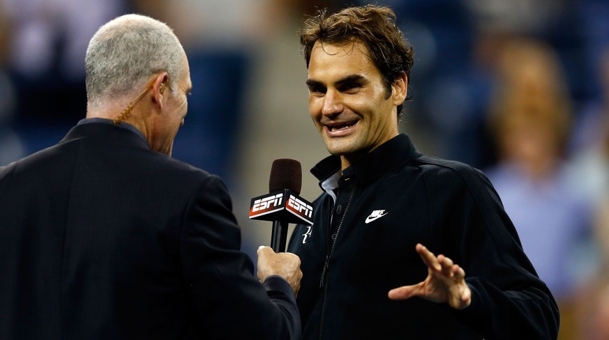 Federer strahlt nach dem Einzug in seinen neunten US-Open-Halbfinal.