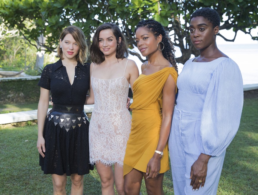 Actresses Lea Seydoux, from left, Ana de Armas, Naomie Harris and Lashana Lynch pose for photographers during the photo call of the latest installment of the James Bond film franchise, currently known ...