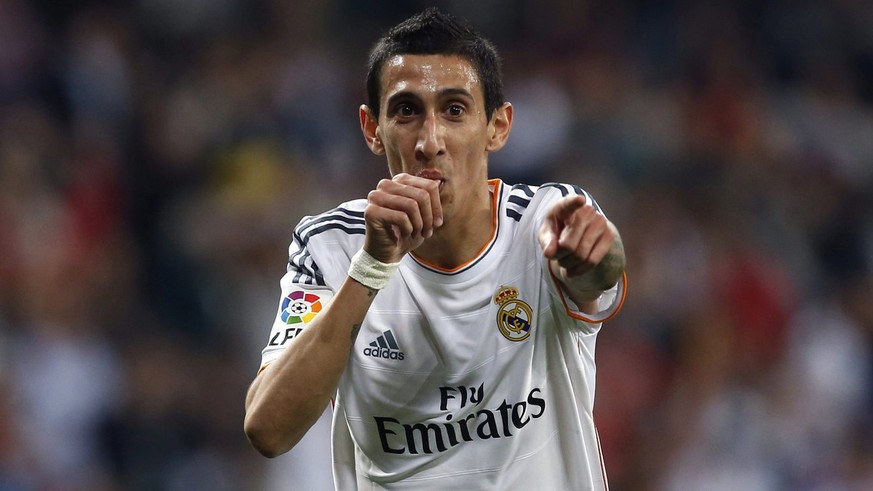 epa04369741 (FILE) A file picture of Real Madrid&#039;s midfielder Angel di Maria celebrating after scoring a goal against UD Almeria during the Spanish Primera Division soccer match between Real Madr ...