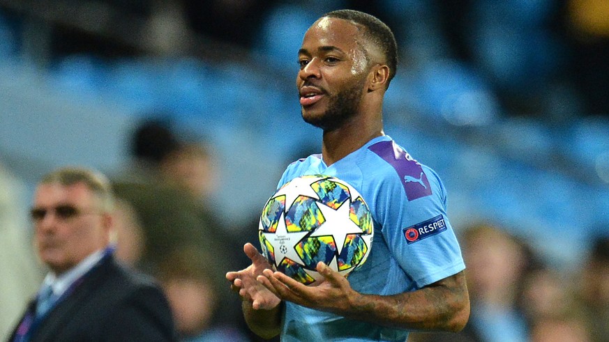 epa07941691 Raheem Sterling of Manchester City getting off the pitch after the UEFA Champions League Group C match between Manchester City and Atalanta in Manchester, Britain, 22 October 2019. EPA/PET ...