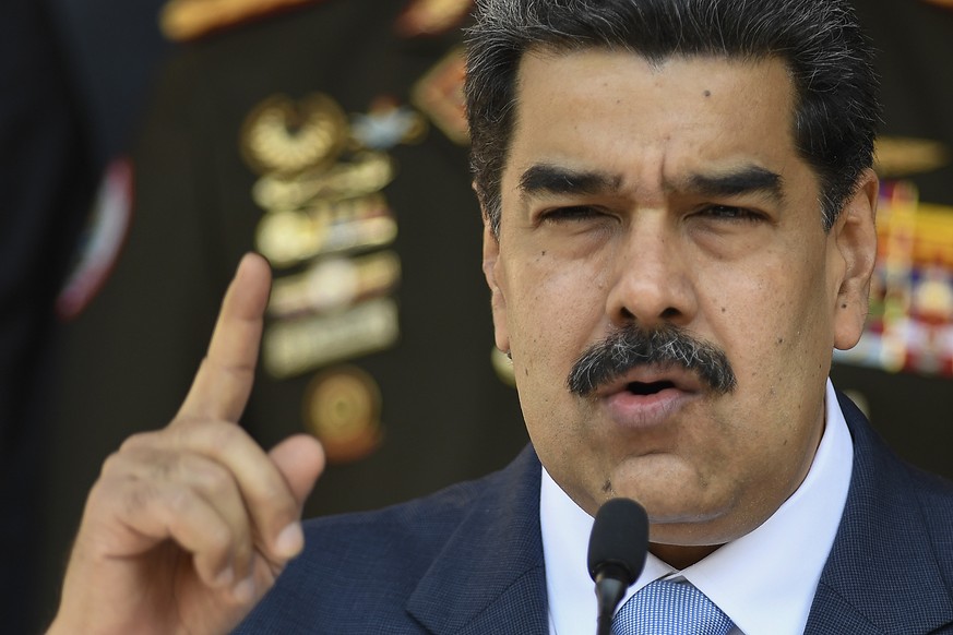 FILE - In this March 12, 2020, file photo, Venezuelan President Nicolas Maduro speaks at a press conference at the Miraflores Presidential Palace in Caracas, Venezuela. The Trump administration will a ...