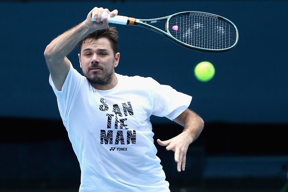 epa08134770 Stan Wawrinka of Switzerland in action during an Australian Open practice session at Melbourne Park in Melbourne, Australia, 17 January 2020. EPA/ROB PREZIOSO EDITORIAL USE ONLY AUSTRALIA  ...