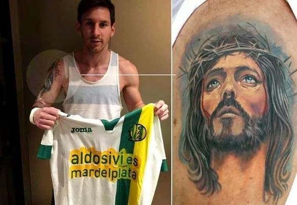 Lionel Messi hat es wieder getan! Der vierfache Weltfussballer ist jetzt auch vierfacher Tattoo-Träger. Barcas Nummer 10 hat sich nämlich eine Abbildung von Jesus auf den Oberarm stechen lassen. Berei ...
