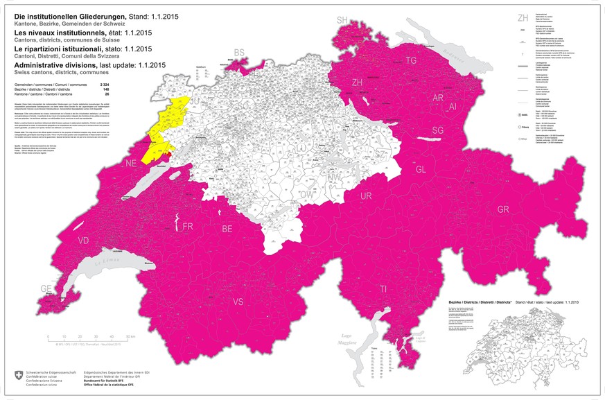 Mein Ziel: Die Schweiz in watson-Magenta färben. Nach der Spezialetappe beim slowUp-Basel sieht die Karte so aus. Auf der 66. Etappe am Montag geht es dann Richtung Jura weiter.