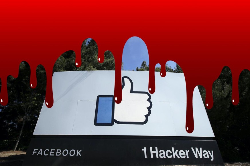 FILE - In this April 14, 2020 file photo, the thumbs up Like logo is shown on a sign at Facebook headquarters in Menlo Park, Calif. Social media and other internet companies face big fines in Britain  ...