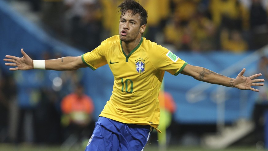 12.06.2014; Sao Paulo; Fussball - WM Brasilien 2014 - Brasilien - Kroatien; 1:1 Jubel Torschuetze Neymar (Brasilien) (Gladys Chai von der Laage/freshfocus)