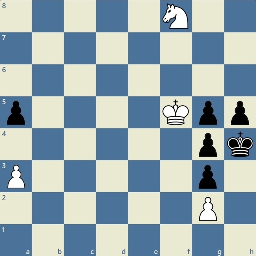 Schachproblem, Weiss zieht iund setzt in 2 Zügen matt. Zug 1: f8S