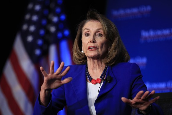 FILE - In this Friday, March 8, 2019 file photo, House Speaker Nancy Pelosi of Calif., speaks at an Economic Club of Washington luncheon gathering in Washington. The day after Democrats swept to power ...