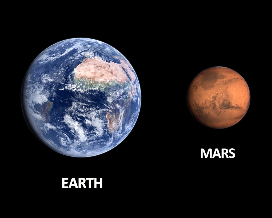 Erde Mars Grössenvergleich