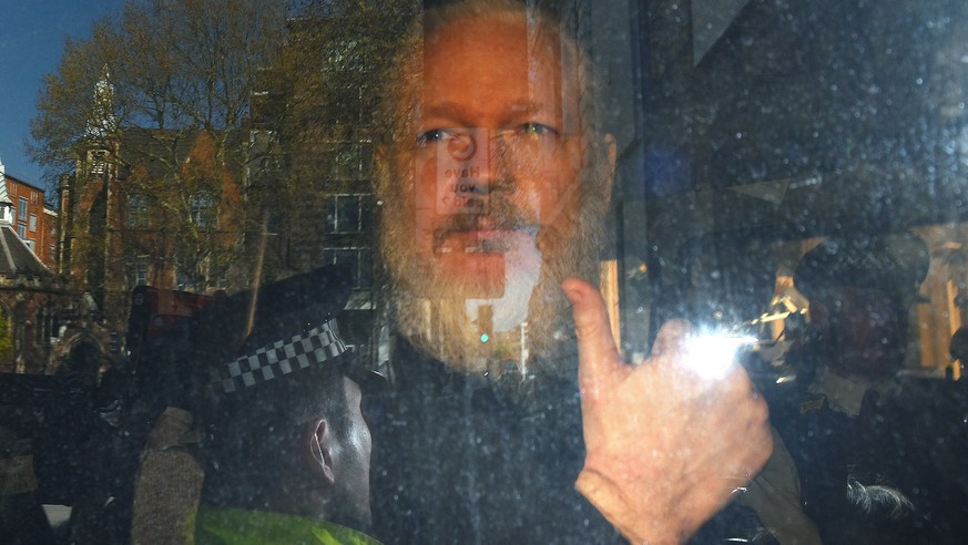 epa08652074 (FILE) Wikileaks co-founder Julian Assange arrives at Westminster Magistrates Court in London, Britain, 11 April 2019 (reissued 07 September 2020). WikiLeaks founder Assange was due to app ...