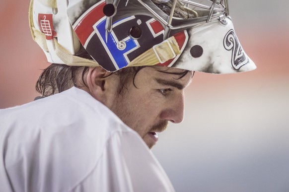 Switzerland&#039;s Reto Berra during a training session of the Swiss team at the IIHF 2019 World Ice Hockey Championships, at the Ondrej Nepela Arena in Bratislava, Slovakia, on Monday, May 13, 2019.  ...