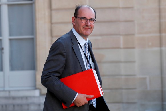 epa08524576 (FILE) - Jean Castex leaves the Elysee Palace in Paris, in France, 19 May 2020 (reissued 03 July 2020). Castex has been appointed as the new French Prime Minister after the government of E ...