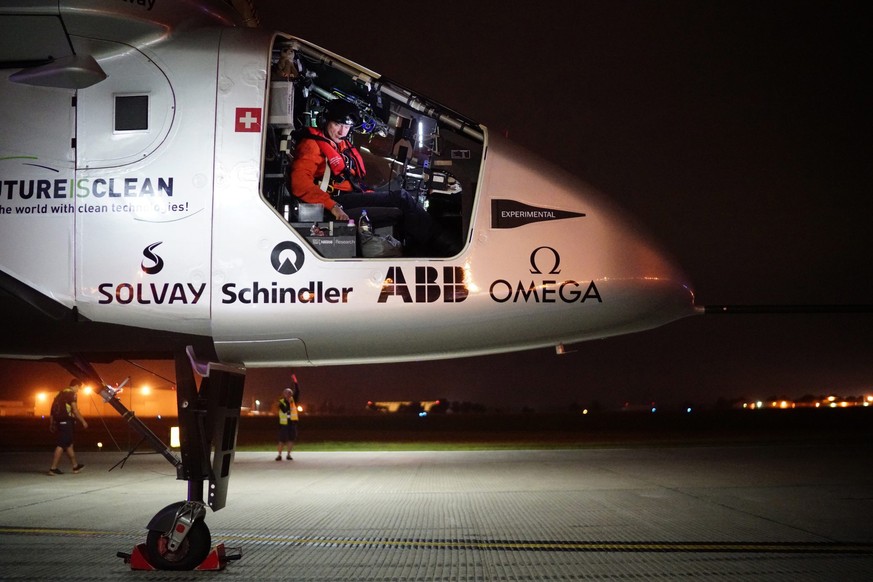 Die «Solar Impulse 2» vor dem Start in Tulsa, Oklahoma.