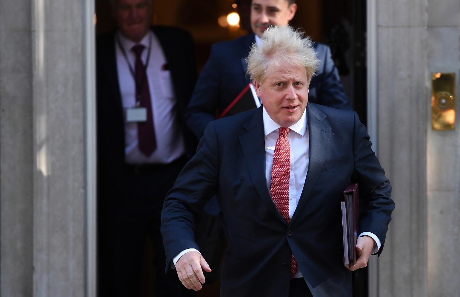 epa08557946 British Prime Minister Boris Johnson departs 10 Downing Street in London, Britain, 21 July 2020. Johnson held his first face to face cabinet meeting since lockdown began some four months a ...
