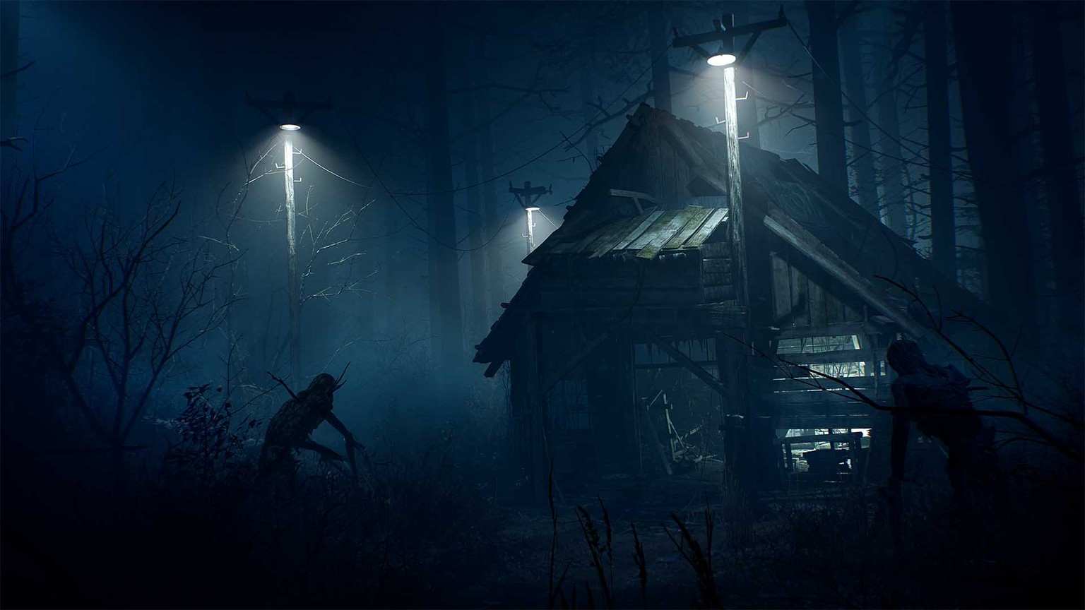 Ist die Gestalt vor der Hütte nur eine Holzskulptur oder ein finsteres Wesen?