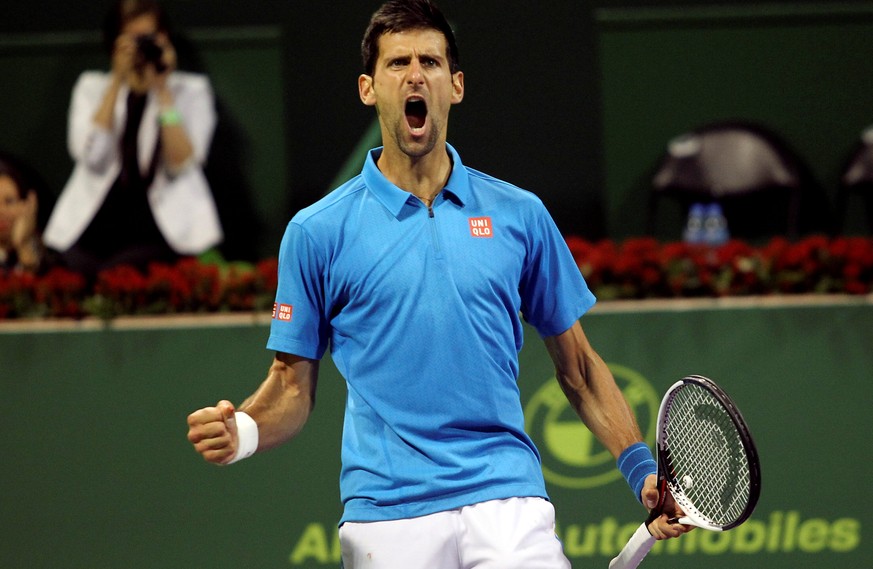 Tennis - Qatar Open - Men&#039;s singles final - Andy Murray of Britain v Novak Djokovic of Serbia - Doha, Qatar - 7/1/2017 - Djokovic reacts. REUTERS/Naseem Zeitoon