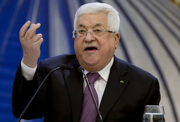 FILE - In this Jan. 22, 2020 file photo, Palestinian President Mahmoud Abbas speaks after a meeting of the Palestinian leadership in the West Bank city of Ramallah. A senior Palestinian official said  ...