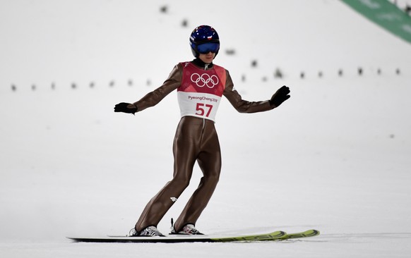 epa06505568 Kamil Stoch of Poland during the Men&#039;s Normal Hill Individual Ski Jumping qualification at the Alpensia Ski Jumping Centre during the PyeongChang 2018 Olympic Games, South Korea, 08 F ...