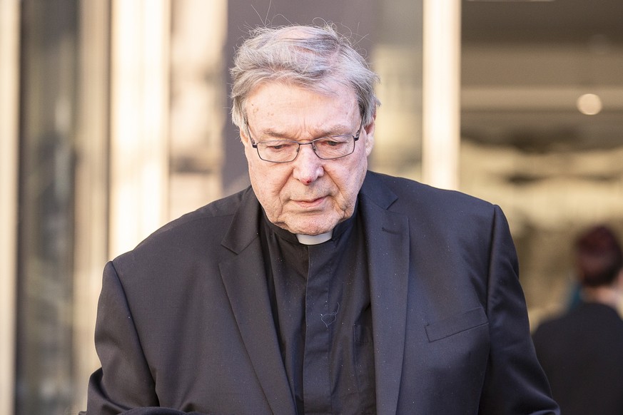epa06894345 Catholic Cardinal George Pell at Victoria&#039;s County Court in Melbourne, Australia, 17 July 2018. Cardinal Pell is standing trial on charges of alleged sexual assault dating back more t ...