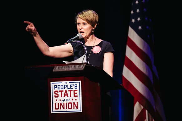 epa06484714 US actress Cynthia Nixon attends &#039;The People&#039;s State of the Union&#039; event in New York, New York, USA, 29 January 2018. The &#039;The People&#039;s State of the Union&#039; is ...