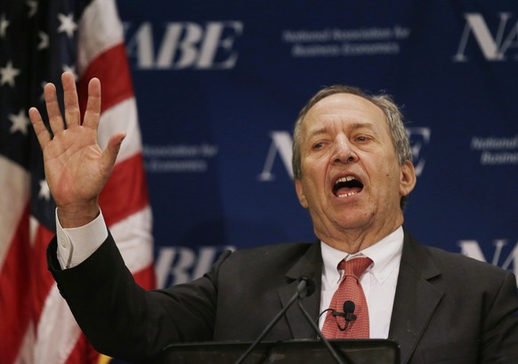 Former U.S. Secretary of the Treasury and Harvard University&#039;s Lawrence Summers delivers remarks at the National Association for Business Economics Policy Conference in Arlington, Virginia Februa ...