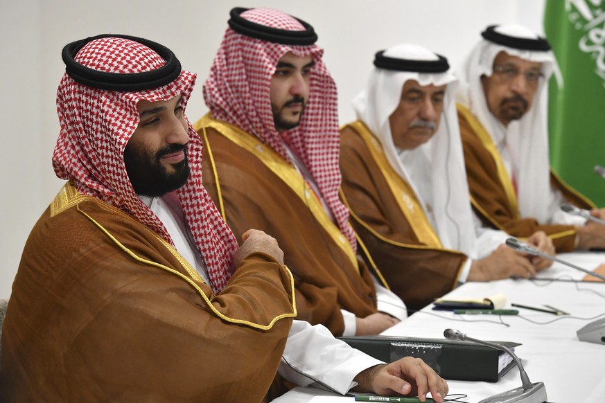 Saudi Arabia&#039;s Crown Prince Mohammed bin Salman, left, holds a bilateral meeting with Russia&#039;s President Vladimir Putin on the sidelines of the G-20 Summit in Osaka, western Japan Saturday,  ...