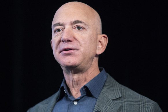epa08982631 (FILE) - Founder and CEO of Amazon Jeff Bezos participates in the unveiling of an Amazon environmental initiative entitled &#039;The Climate Pledge&#039;, in Washington, DC, USA, 19 Septem ...