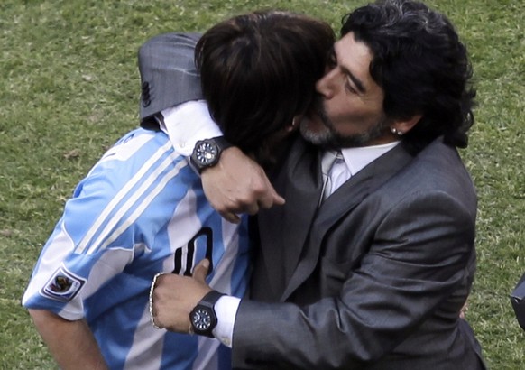 Messi und Maradona: An der WM 2010 zumindest vor dem Viertelfinal ein Herz und eine Seele.