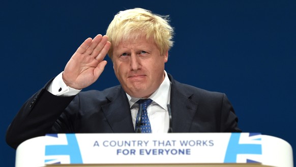 epa06875655 (FILE) - Britain&#039;s Foreign Secretary, Boris Johnson delivers a speech during the Constervative Conference in Birmingham, Britain, 02 October 2016 (reissued 09 July 2018). Media report ...