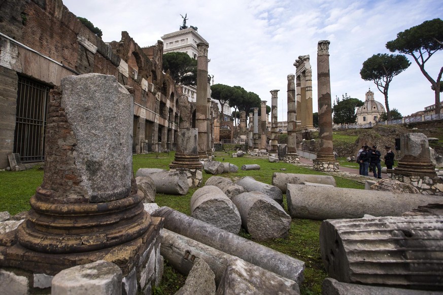 epa05645008 A view of the archaeological area of the Imperial Forums on the day of its reopening to the public, Rome, Italy, 24 November 2016. The Imperial Forums in Rome, built by emperors including  ...