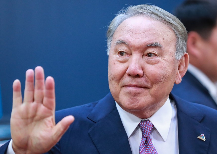 epa07448338 (FILE) Kazakhstan&#039;s President Nursultan Nazarbayev arrives for the 12th Asem, Asia-Europe Meeting in Brussels, Belgium, 19 October 2018 (reissued 19 March 2019). According to reports, ...