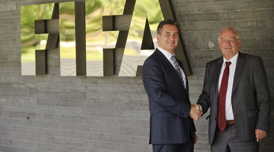 Garcia (links) und Eckert am FIFA-Hauptsitz.