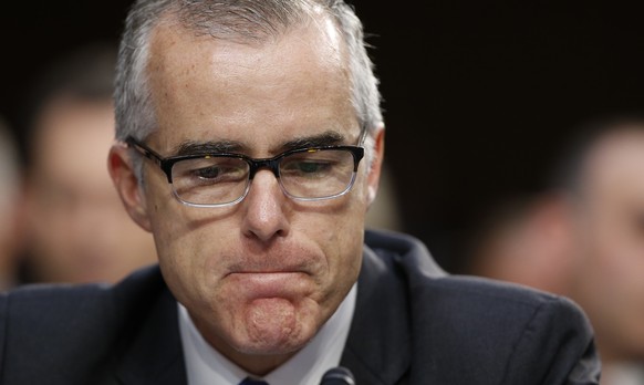 FILE - In this June 7, 2017 file photo, then-acting FBI Director Andrew McCabe pauses during a Senate Intelligence Committee hearing on Capitol Hill in Washington. FBI Deputy Director Andrew McCabe is ...