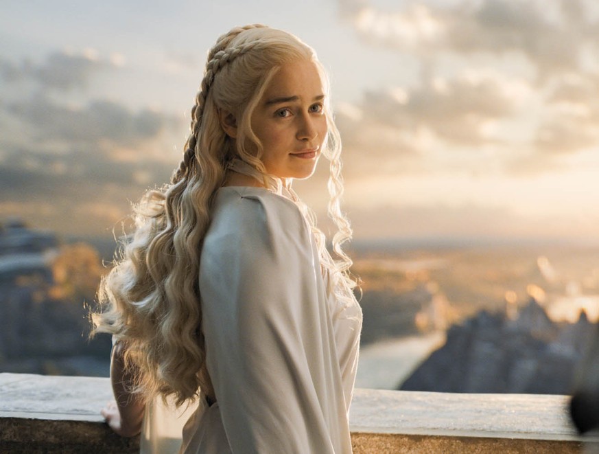 In this image released by HBO, Emilia Clarke appears in a scene from &quot;Game of Thrones.&quot; The 28-year-old Clarke, who plays menacing, white-haired Daenerys Targaryen, aka Khaleesi, aka Mother  ...