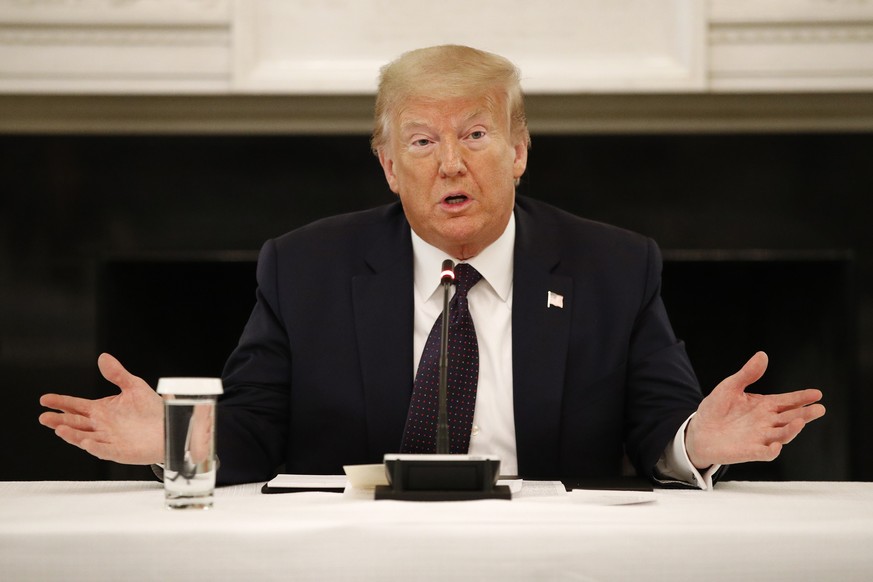 President Donald Trump speaks during a roundtable discussion with law enforcement officials, Monday, June 8, 2020, at the White House in Washington. (AP Photo/Patrick Semansky)
Donald Trump