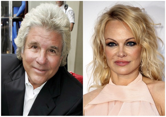 This combination photo shows Hollywood producer Jon Peters at a ceremony honoring him with a star on the Hollywood Walk of Fame in Los Angeles on May 1, 2007, left, and model-actress Pamela Anderson a ...