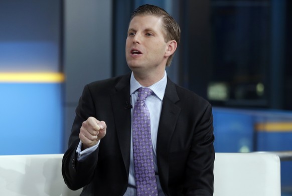 FILE - In this Jan. 17, 2018 file photo, Eric Trump appears on the &quot;Fox &amp; friends&quot; television program, in New York. The Trump Organization, responding to claims that some of its workers  ...