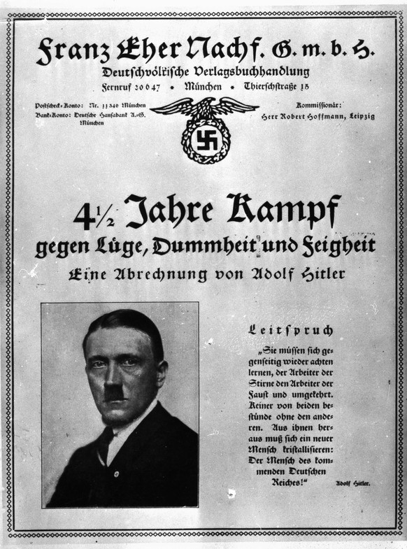 Werbeplakat für Hitlers «Mein Kampf», 1925.&nbsp;