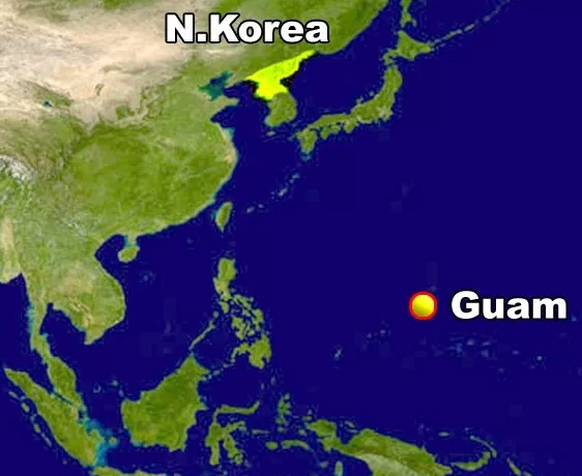 Die Distanz zwischen Guam und Nordkorea beträgt gut 3300 Kilometer.&nbsp;