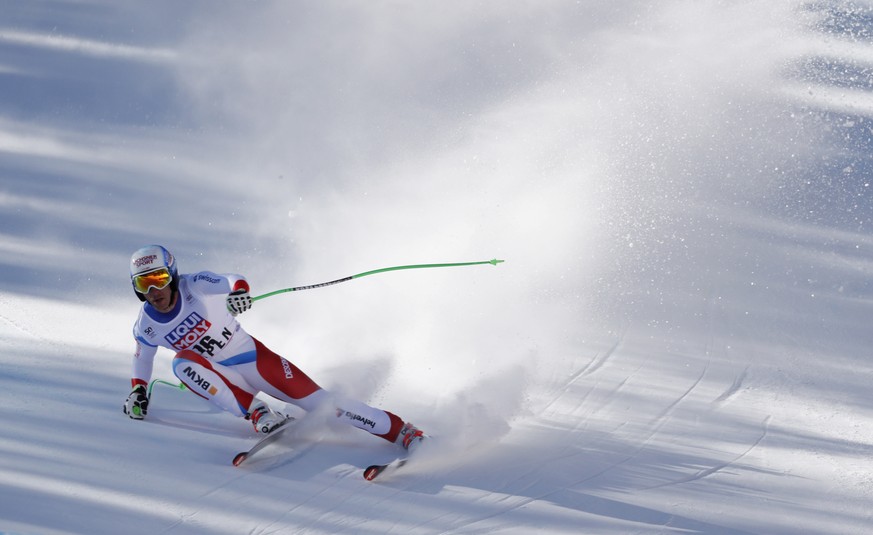 Mar 15, 2017; Aspen, CO, USA; Carlo Janka of Switzerland during the men&#039;s downhill alpine skiing race in the 2017 Audi FIS World Cup Finals at Aspen Mountain. Mandatory Credit: Jeff Swinger-USA T ...